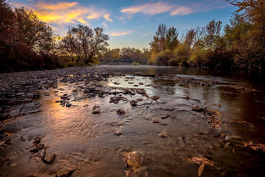 View of the Boise River near Eagle in Idaho.