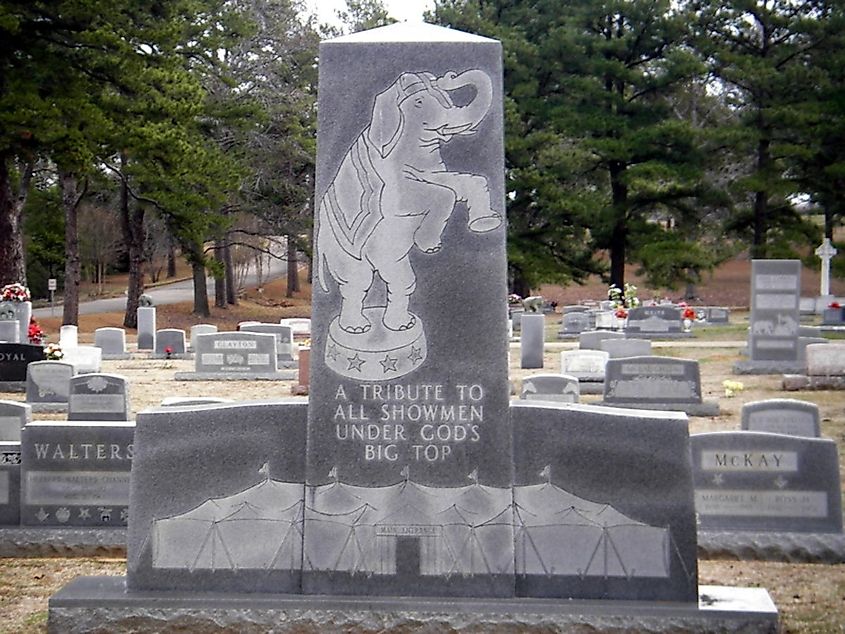 The Circus Cemetery in Hugo, Oklahoma.