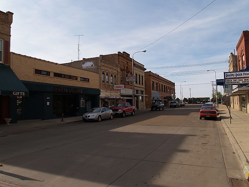 View of downtown Dickinson in North Dakota.