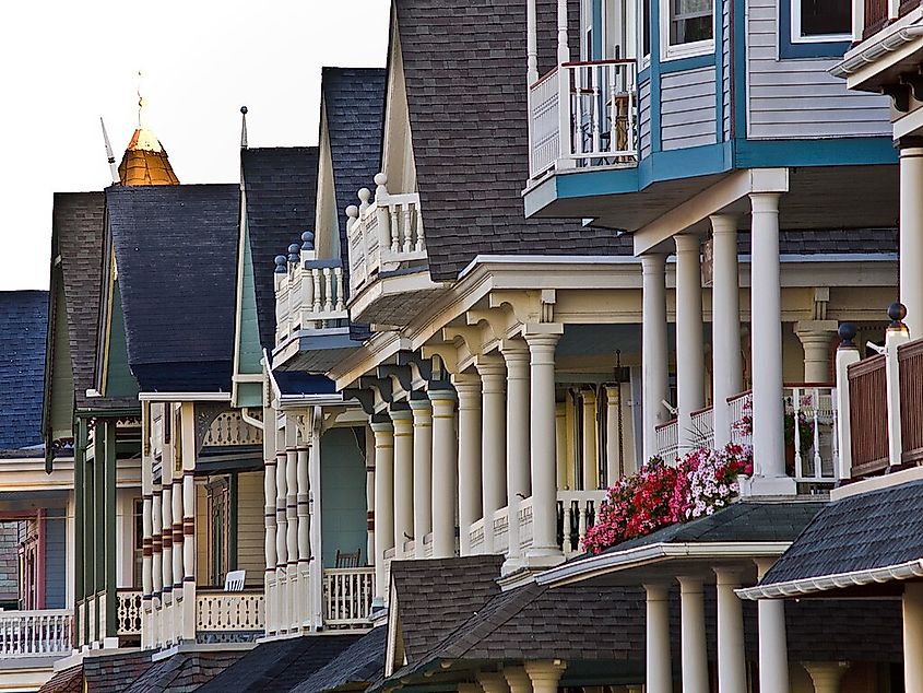 Row of Victorian houses in the village of Ocean Grove, Neptune Township