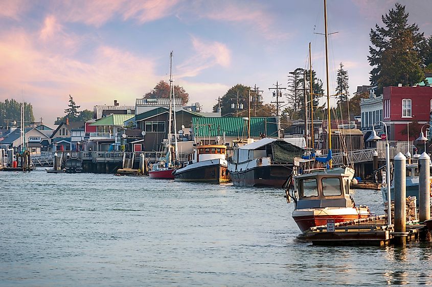 The beautiful riverfront in La Conner, Washington.