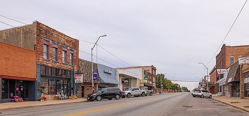 Downtown street in Chandler, Oklahoma.