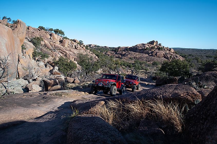 Jeeps in the town of Llano, Texas.