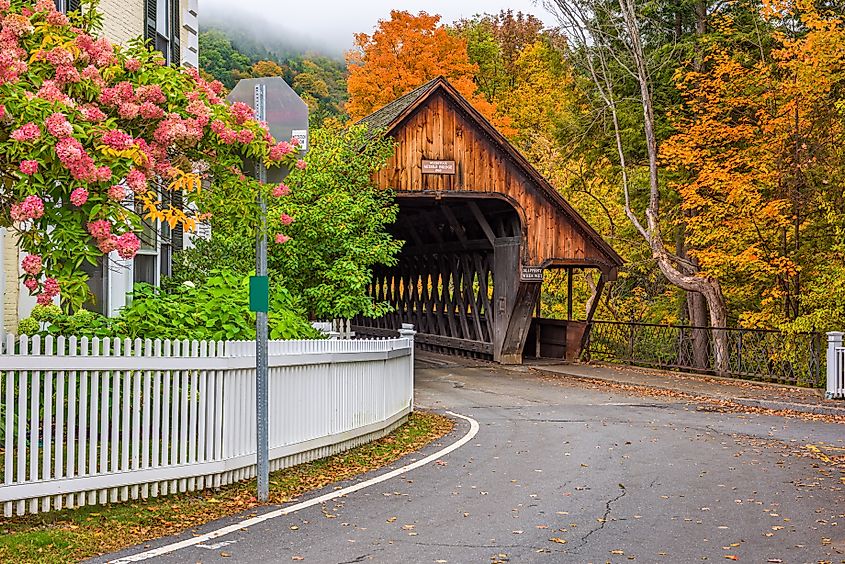 Woodstock, Vermont, USA, at the Middle Covered Bridge.