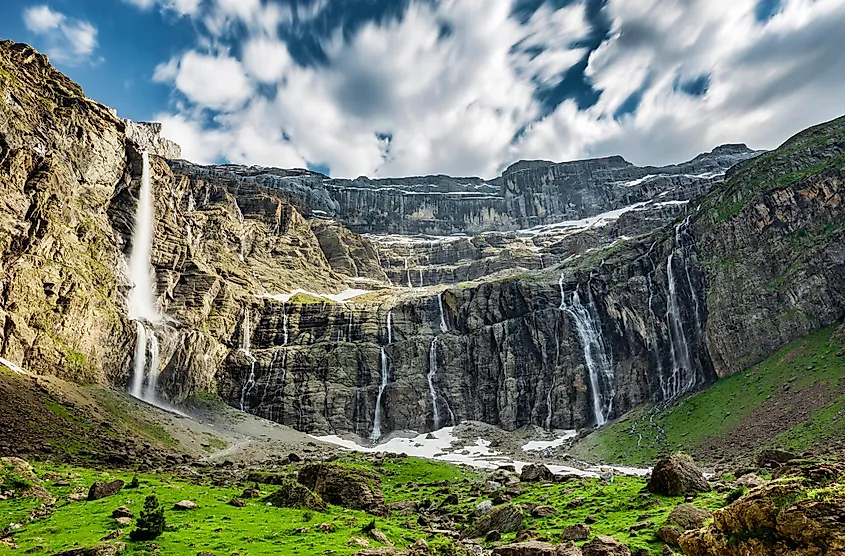 Gavarnie Falls in the French Pyrenees, France's highest waterfall at 422 metres.