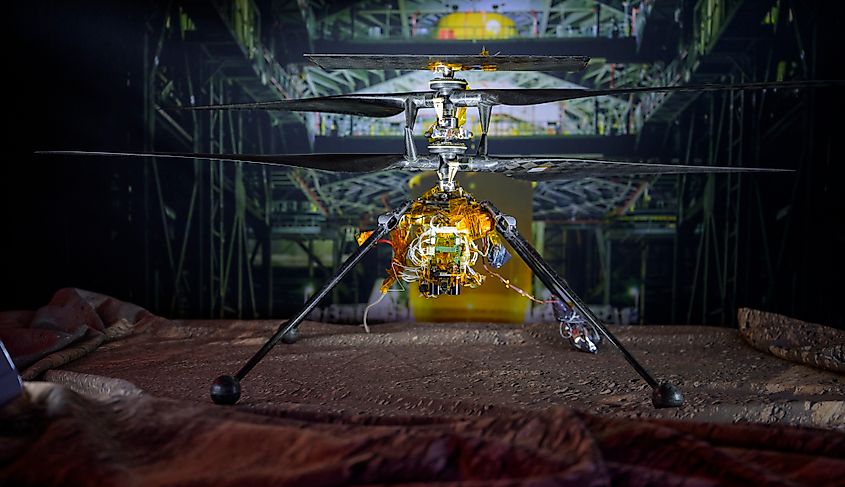 NASA's Mars Ingenuity Helicopter, Engineering Design Model 1 (NASA Headquarters / NASA/Bill Ingalls, Public domain, via Wikimedia Commons)