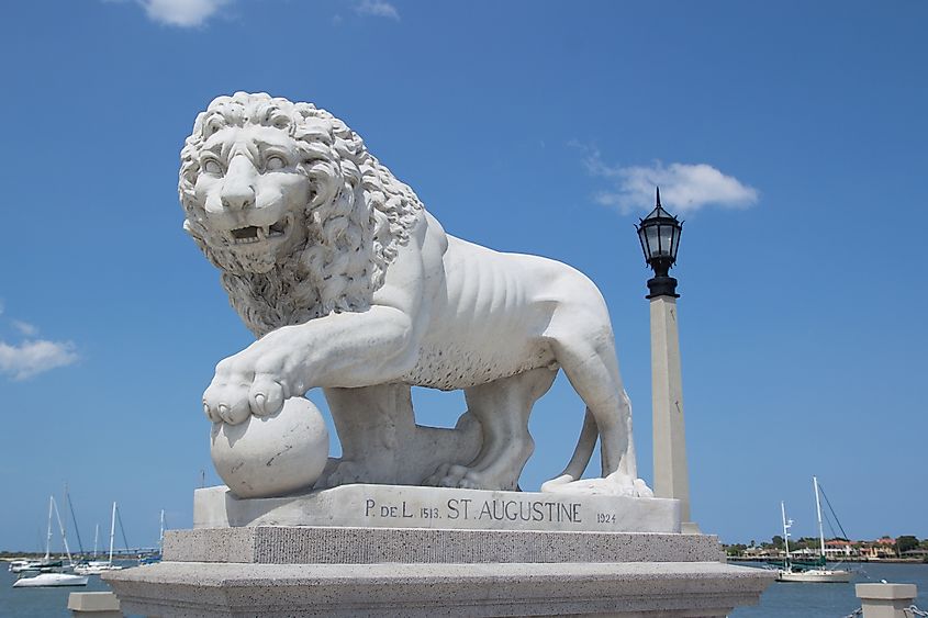 Lion Statue at the Bridge of Lions in St Augustine