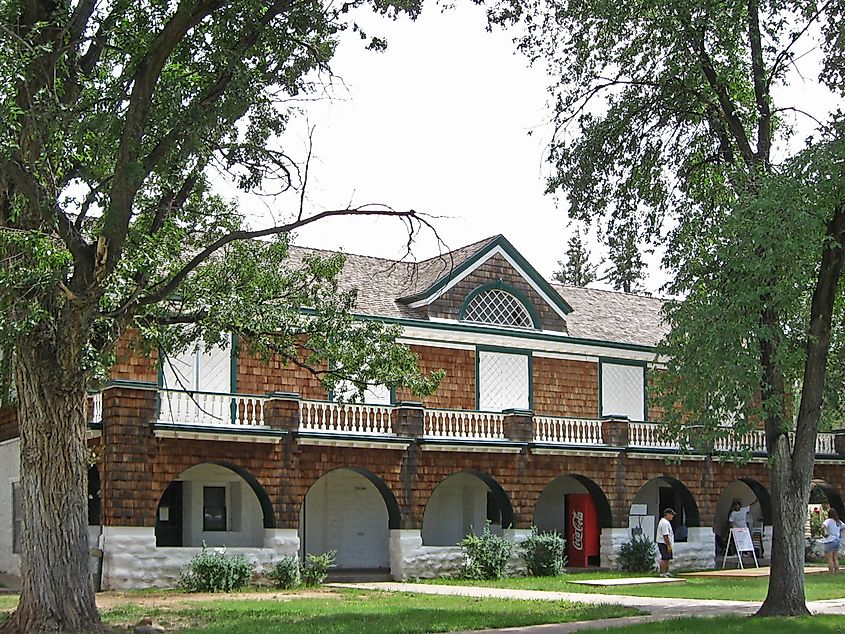 Adjutant's Office, Library, and Guardhouse building at Fort Stanton in New Mexico.