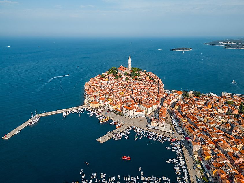 Aerial view of Rovinj, Croatia.