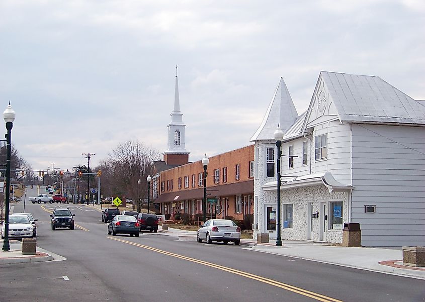 Main Street in Christianburg, Virginia.