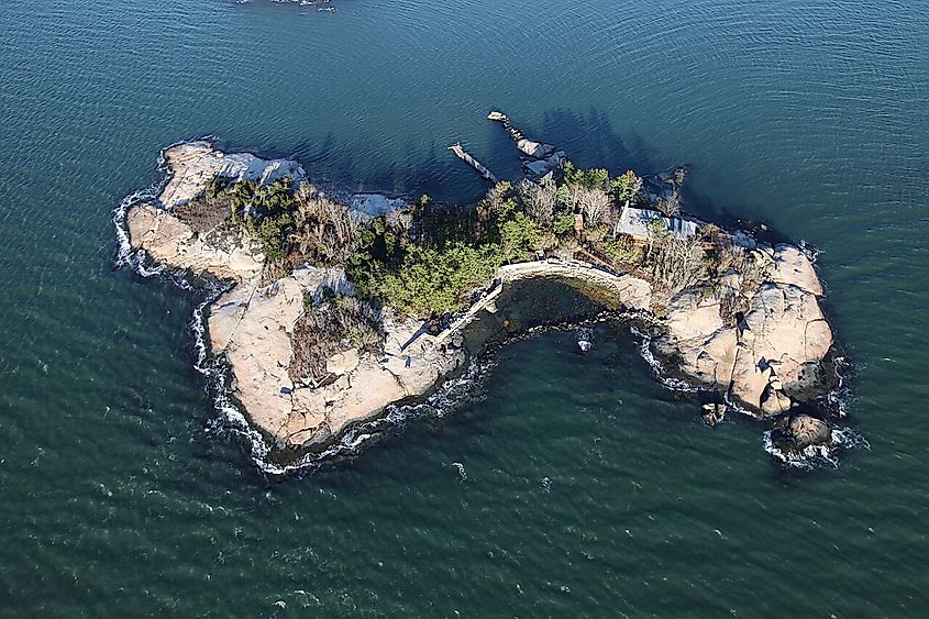 An aerial view of Outer Island at the Stewart B. McKinney National Wildlife Refuge in the aftermath of storm Sandy.