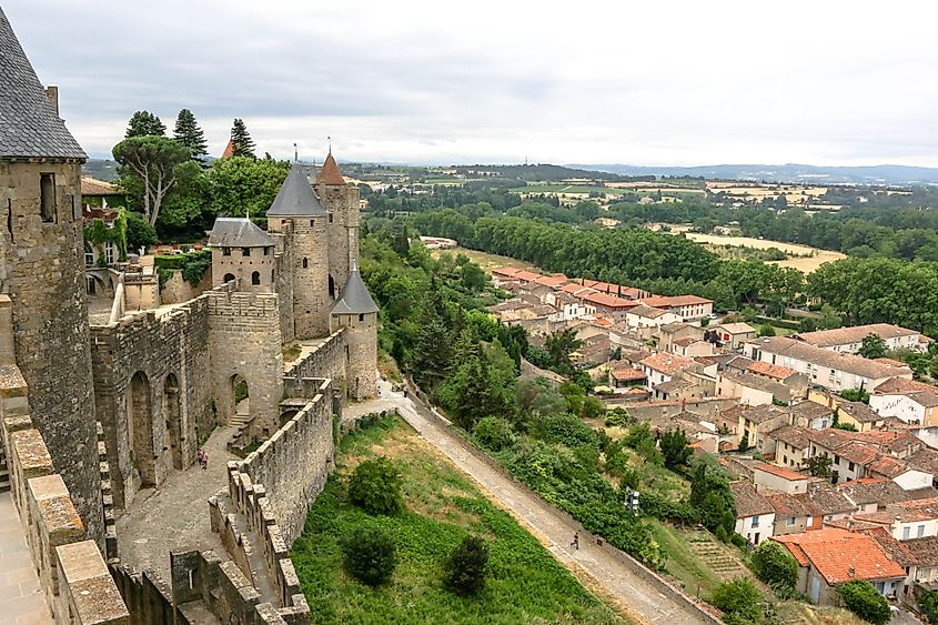 Birds eye view of Carcassonne in France.