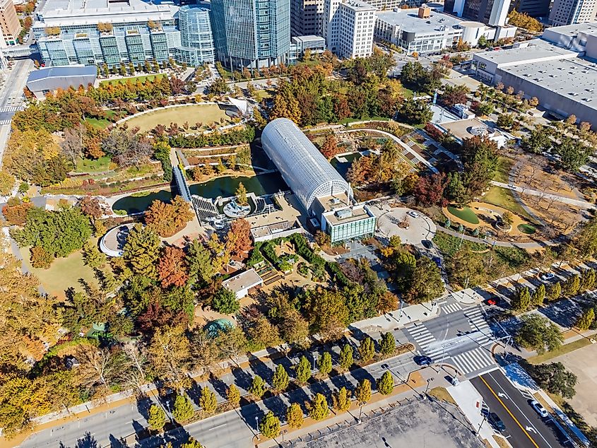 Aerial view of Myriad Botanical Gardens.