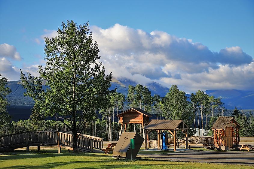 RV tour along the Forestry Trunk Road with scenic views from the Grande Cache Visitor Center in Alberta.