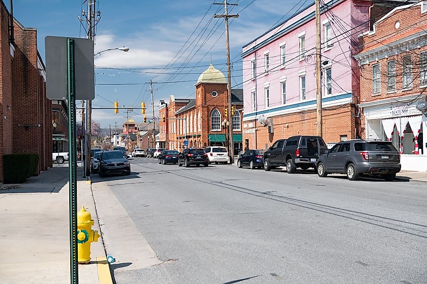 Historic street in Martinsburg, West Virginia.