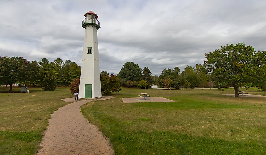 Michigan Bizarre Roadside Attractions. The Clare lighthouse is landlocked and over 50 miles from the nearest Great Lakes Coast. The lighthouse is located at the Michigan Welcome Center in Clare.