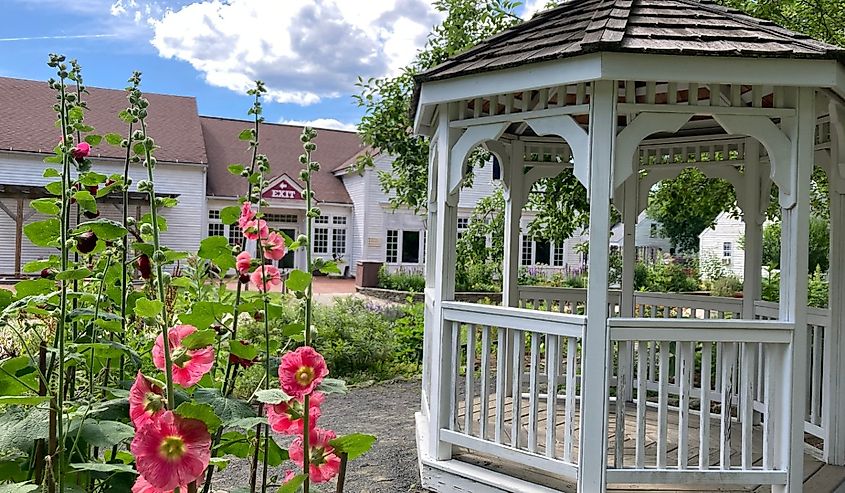 Fourth of July at Old Sturbridge Village, outdoor garden and gazebo.