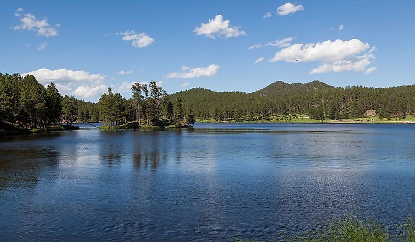 Stockade Lake in Custer State Park on a clear spring day