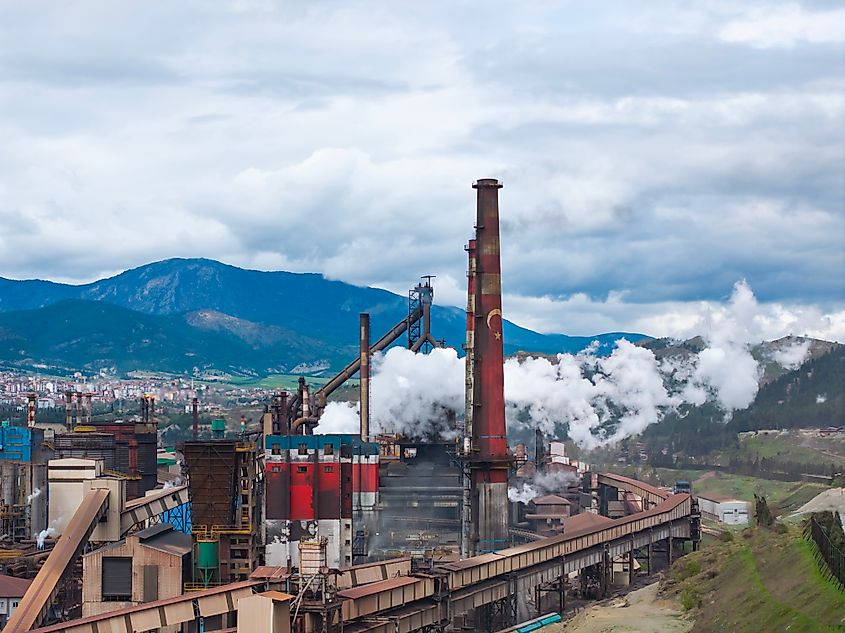 Karabuk Iron and Steel Factory Drone Photo, Karabuk, Turkiye.