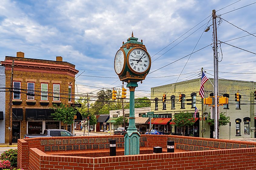 The Angier Town Clock is a Downtown Landmark
