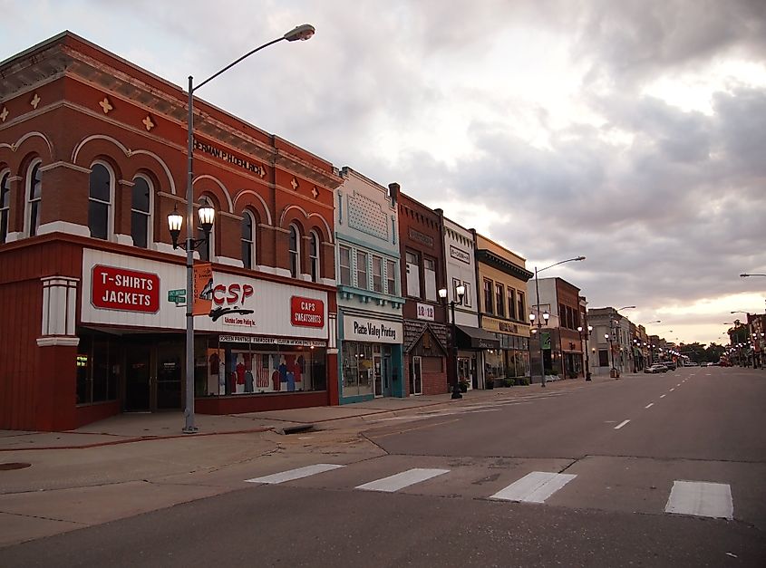 13th St. in downtown Columbus, Nebraska.