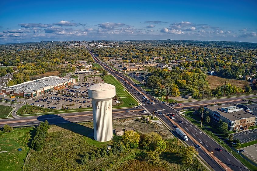 Aerial View of the Twin Cities Outer Suburb of Savage, Minnesota.