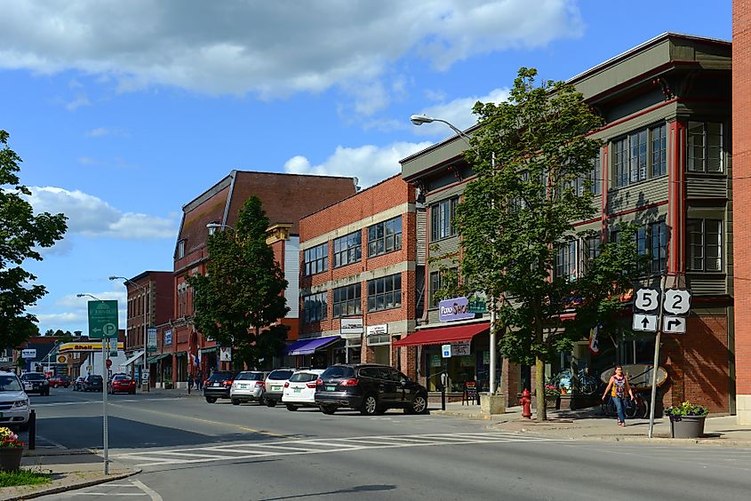 Buildings along Railroad Street in St. Johnsbury.