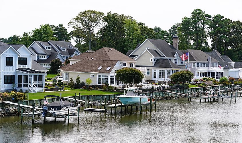 Luxury waterfront homes in Rehoboth Beach, Delaware.