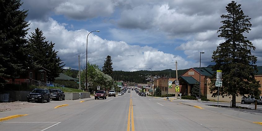 View of downtown Hill City in South Dakota.