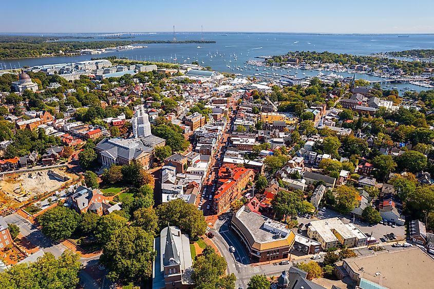 Aerial view of Annapolis in Maryland.