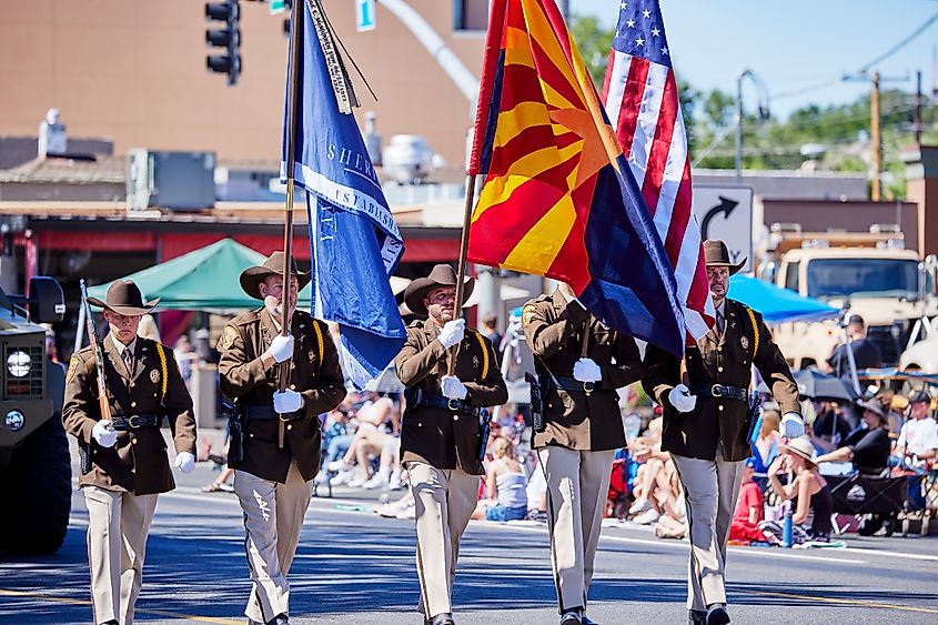 A parade in the town of Prescott, Arizona.