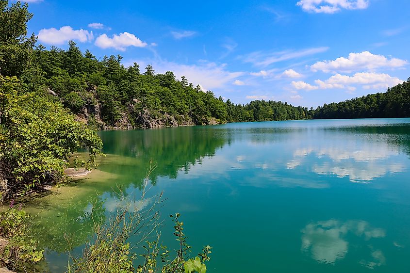 Pink Lake in Gatineau Park near Chelsea, Quebec.