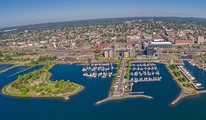 Aerial View of Thunder Bay, Ontario on Lake Superior in Summer