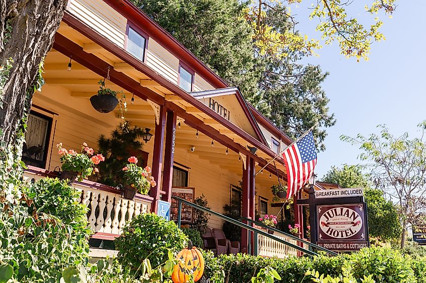 Exterior view of the historic Julian Hotel in Julian California.Editorial credit: ChristinaAiko Photography / Shutterstock.com