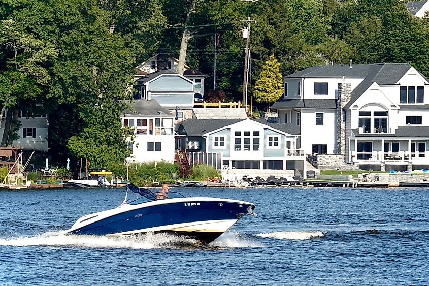 Lake Hopatcong, New Jersey, the largest freshwater body in the state, covering four square miles.