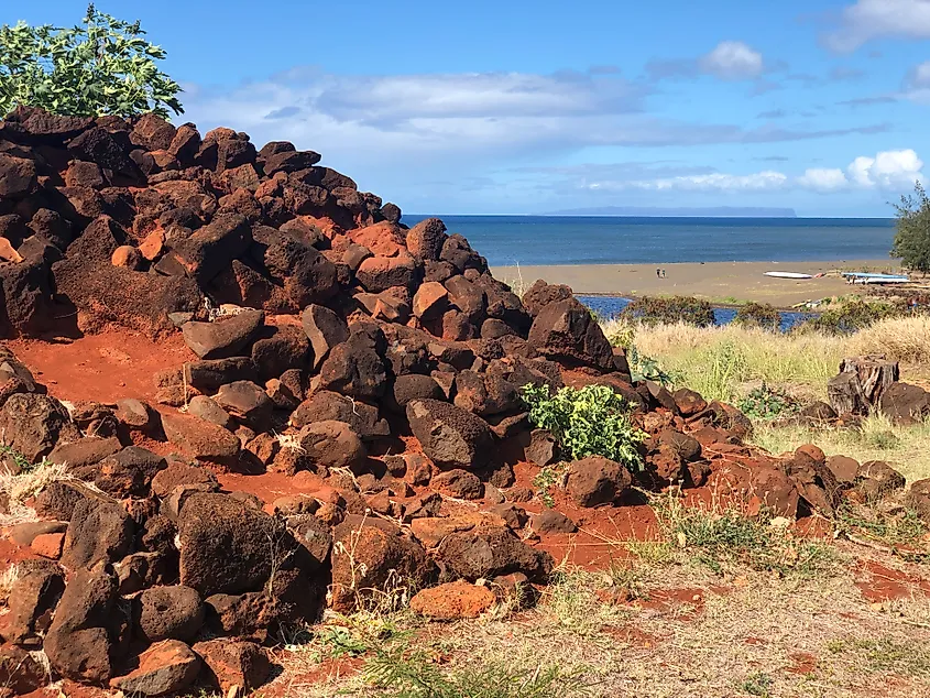 Remnant walls at Russian Fort Elizabeth in Hawaii.
