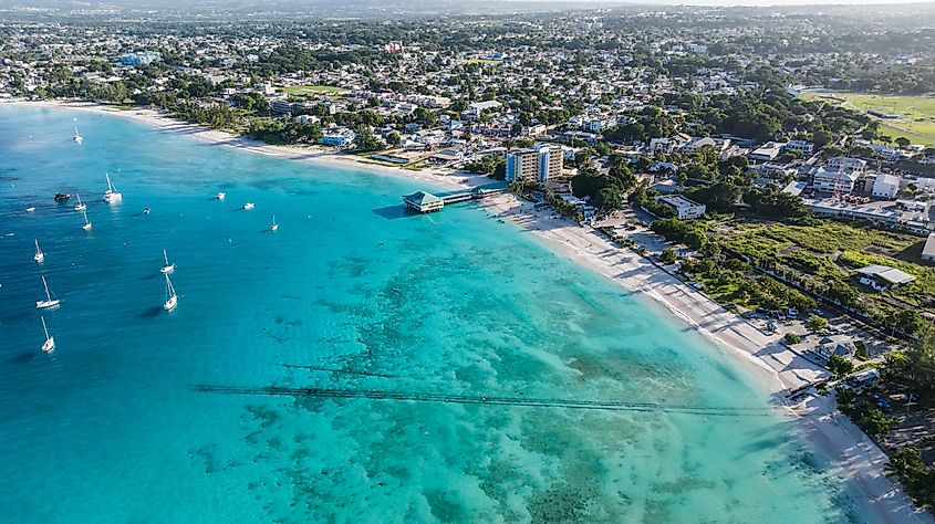 Bridgetown, Capital of Barbados around "Brownes Beach" with white sand beach and turquoise water. Source: Shutterstock