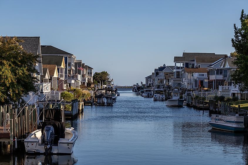 Waterfront homes in the town of Selbyville in Delaware.