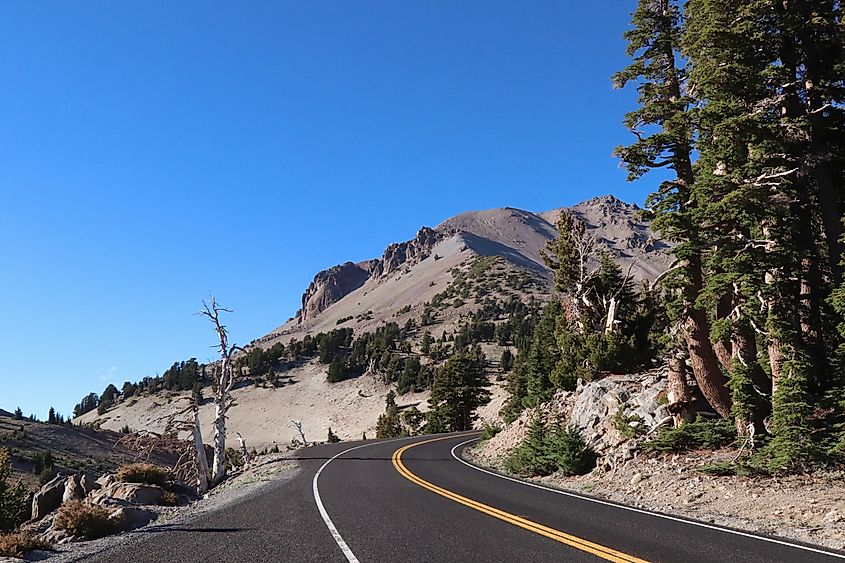 View of Lassen Peak volcano in Lassen Volcanic National Park, California