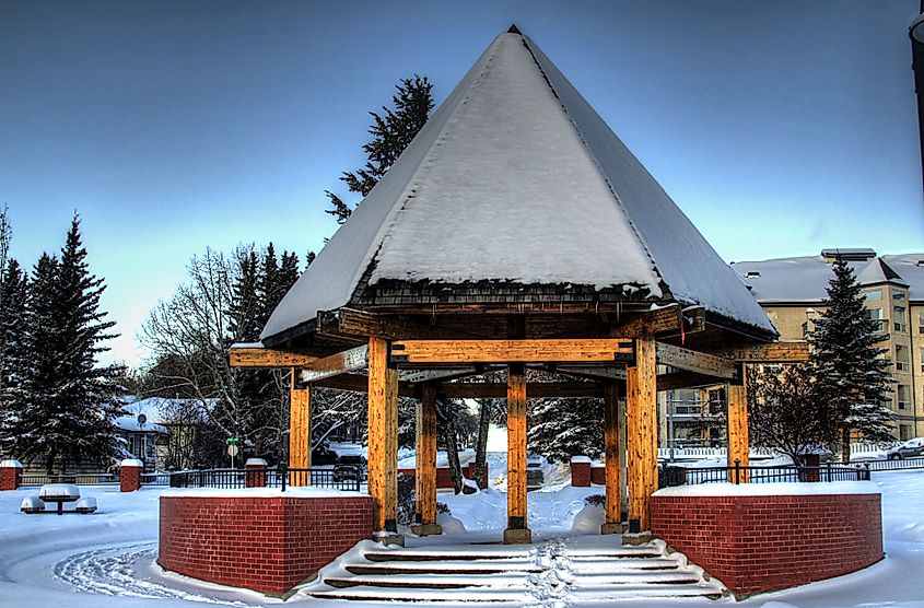 The pavilion in the Mirror Lake Park, Camrose, Alberta, Canada