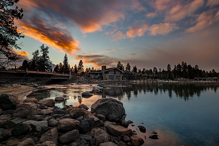 Sunset view of Payette Lake near McCall, Idaho.