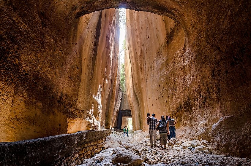 People passing through Titus Tunnel