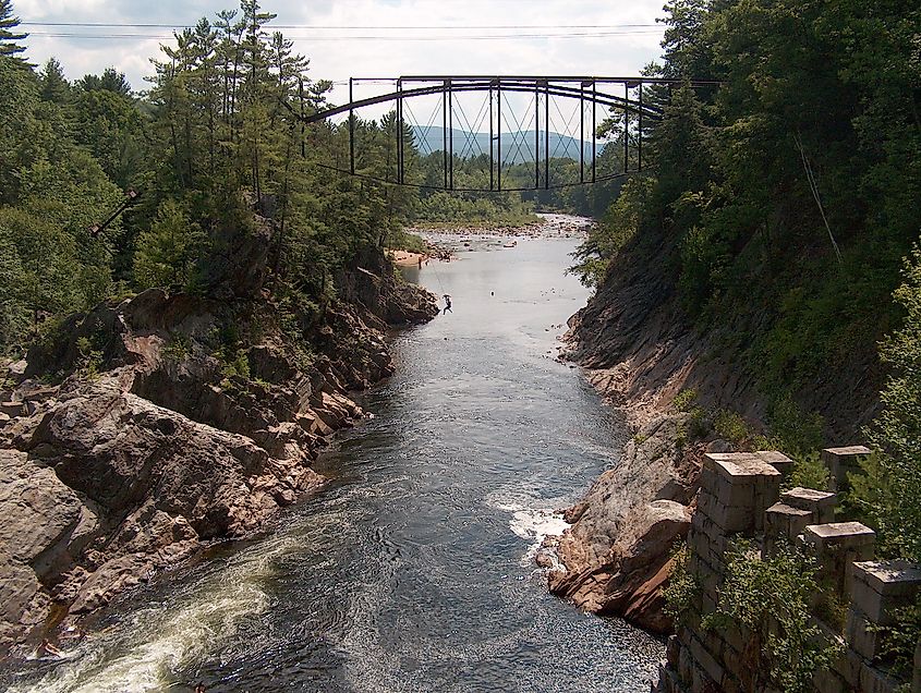 View of the Pemigewasset River in Campton, New Hampshire, at Livermore Falls.