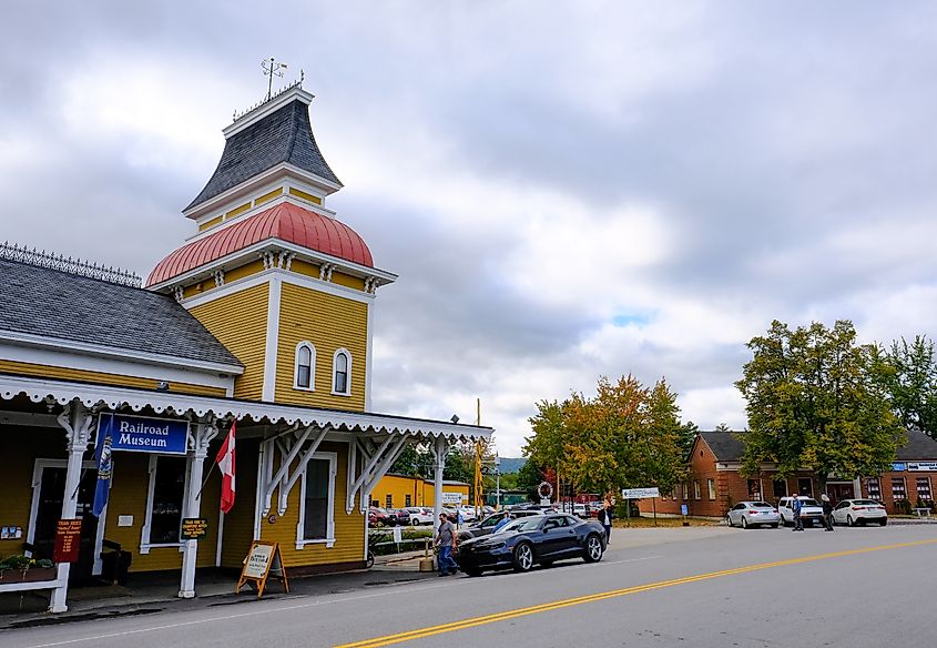 Classic US styled railroad station in North Conway, New Hampshire.