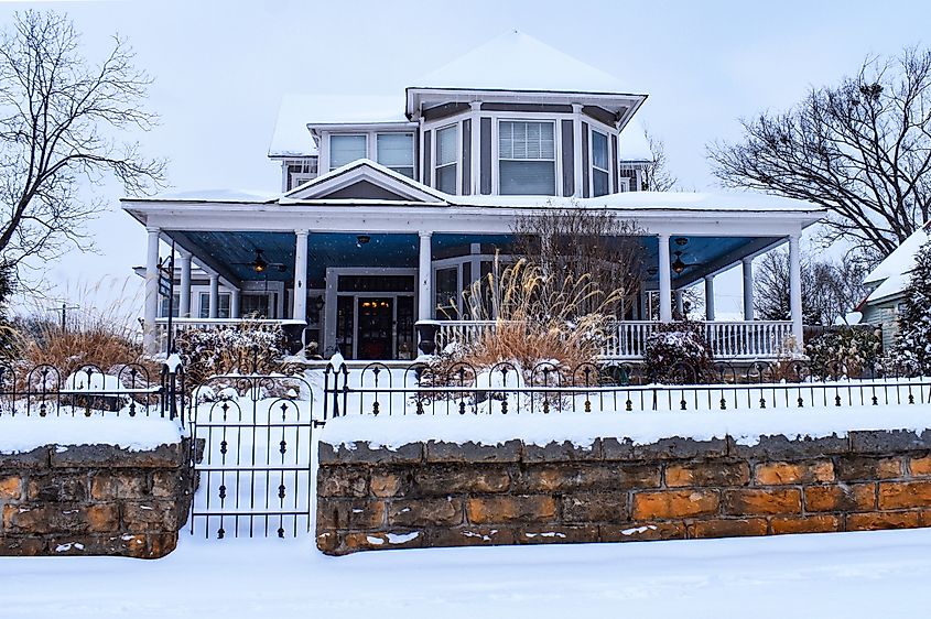 Historic home on Main Street Batesville, Arkansas, in Winter.