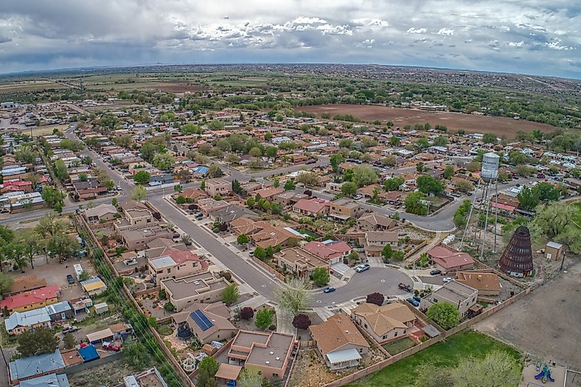 Aerial view of Bernalillo in New Mexico.