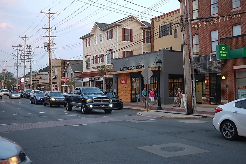 Downtown view of Newark in Delaware.