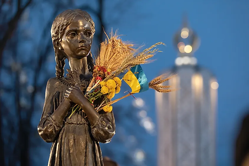 A monument to the victims of the Holodomor, the 1932-33 Ukrainian famine engineered by the Stalin-era Soviet government.