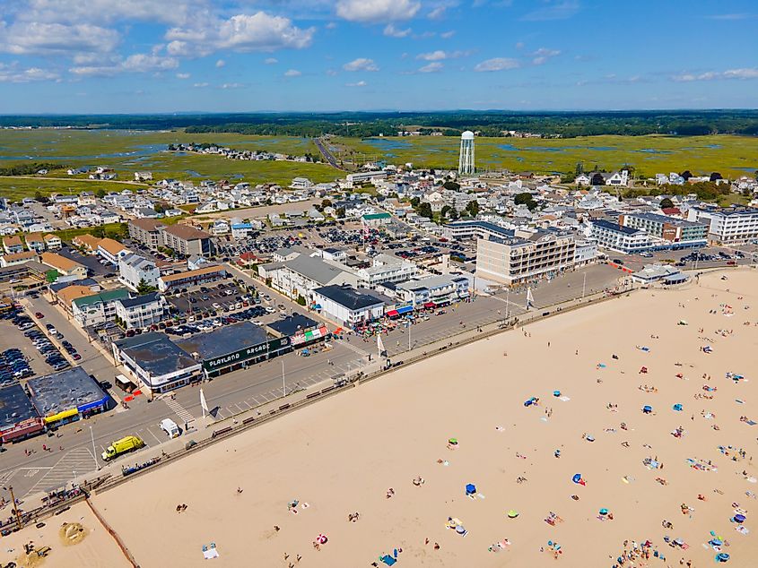 Aerial view of Hampton Beach State Park in New Hampshire.