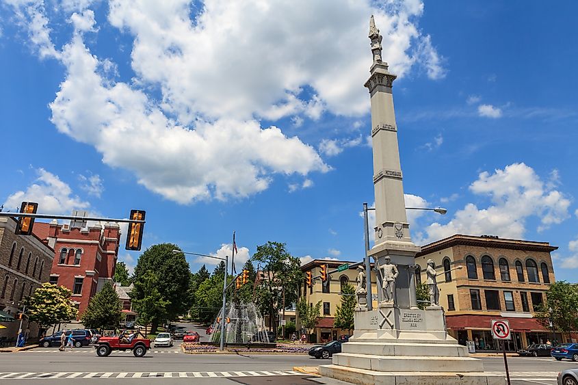 Market Square in the downtown area of Bloomsburg, Pennsylvania.